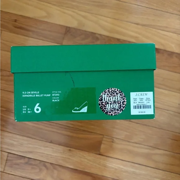 New in box! J. Crew Black Seville Espadrille ballet Wedge sz 6 - Picture 4 of 4